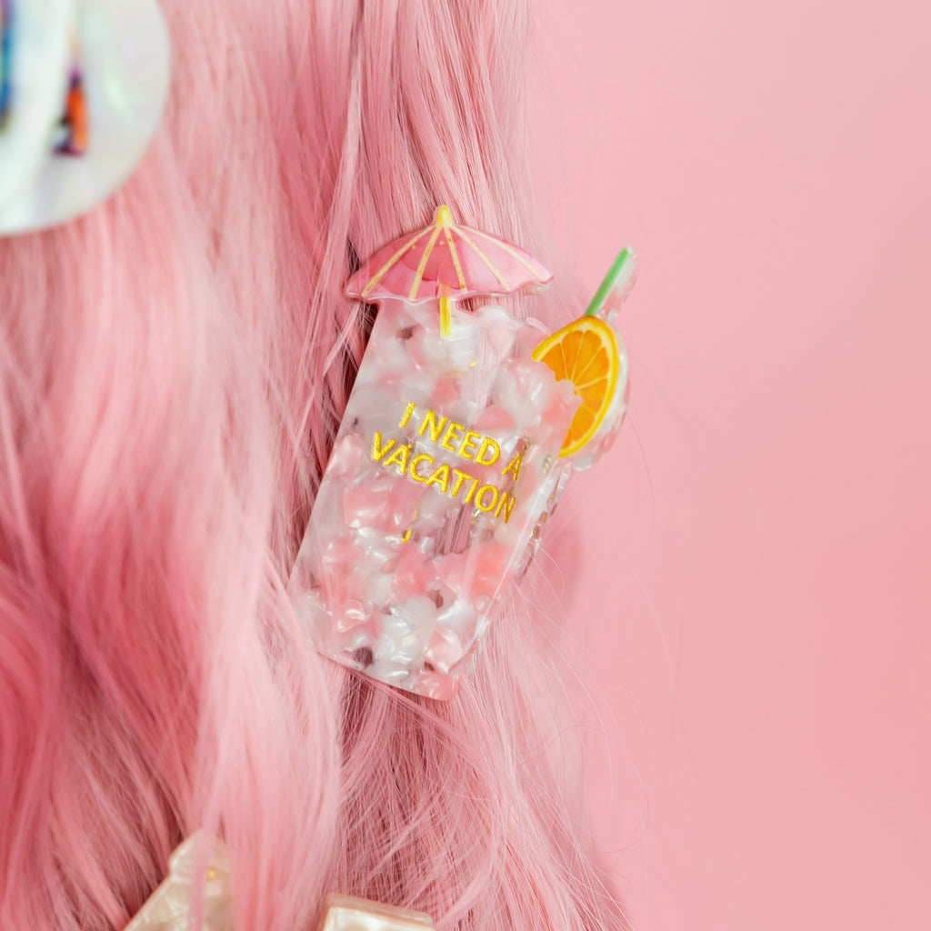 I Need A Vacation - Cocktail - Acetate Hair Claw Clip