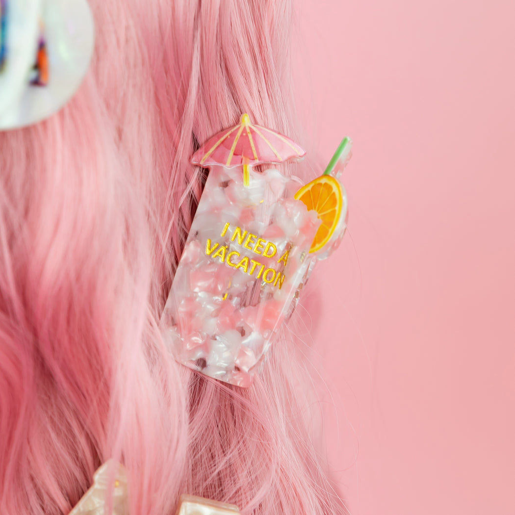 I Need A Vacation - Cocktail - Acetate Hair Claw Clip