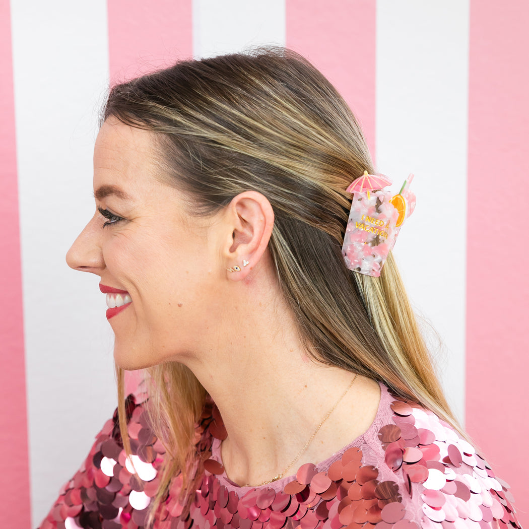 I Need A Vacation - Cocktail - Acetate Hair Claw Clip