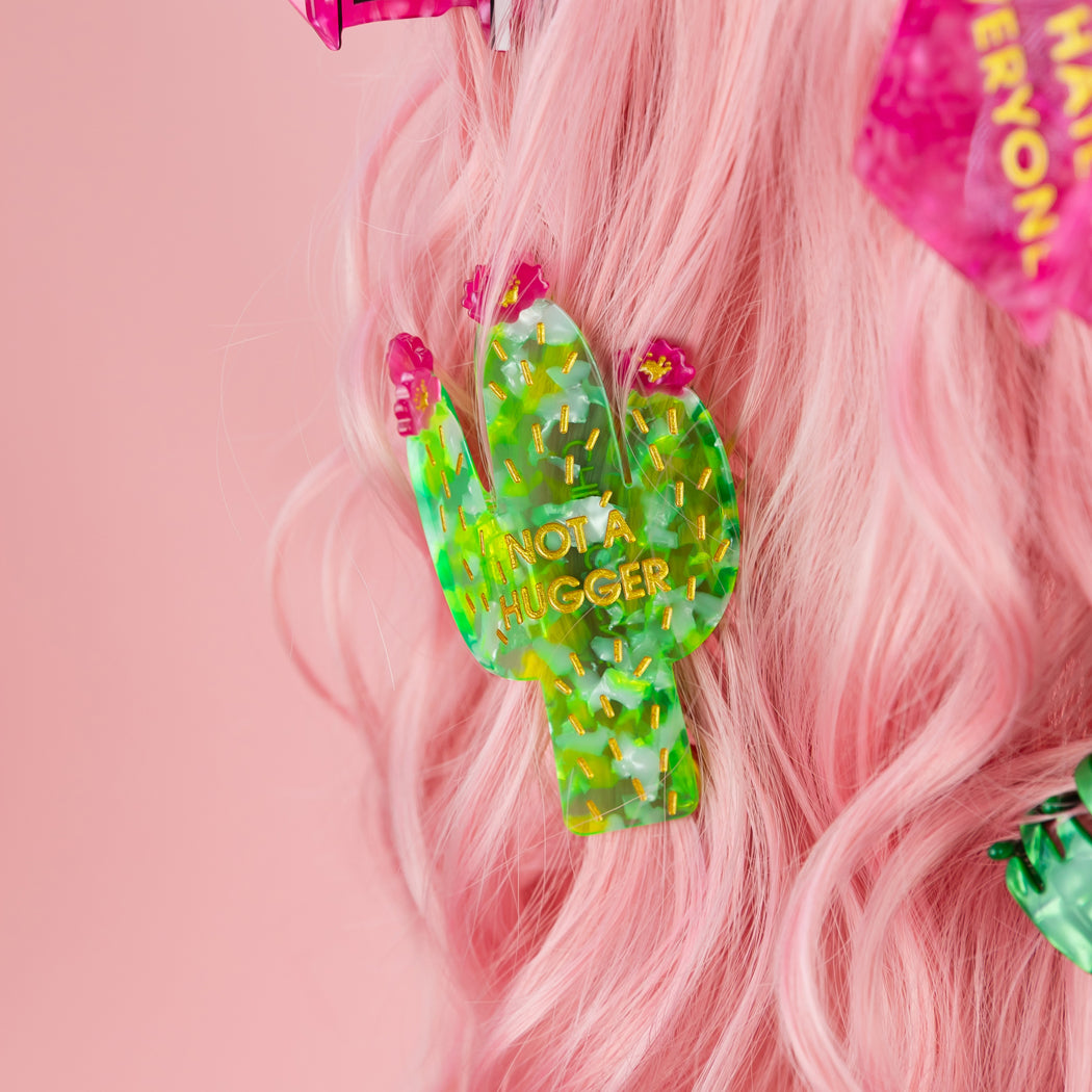 Not A Hugger - Cactus - Acetate Hair Claw Clip