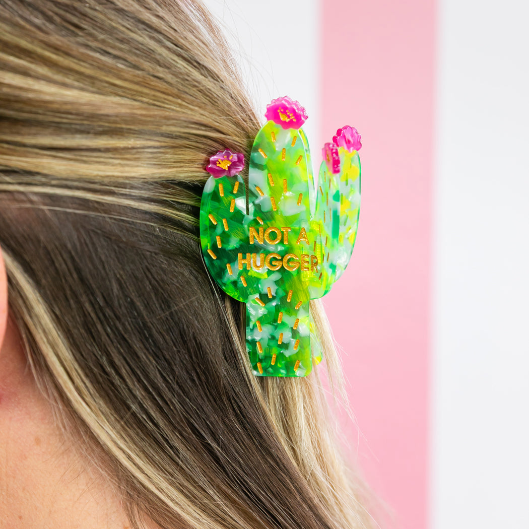 Not A Hugger - Cactus - Acetate Hair Claw Clip