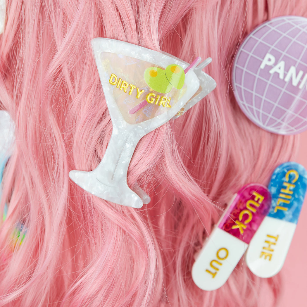 Dirty Girl - Martini - Acetate Hair Claw Clip