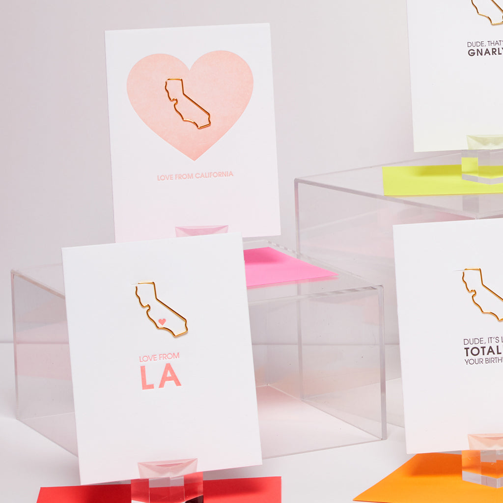 Love From LA California - Paper Clip Letterpress Card