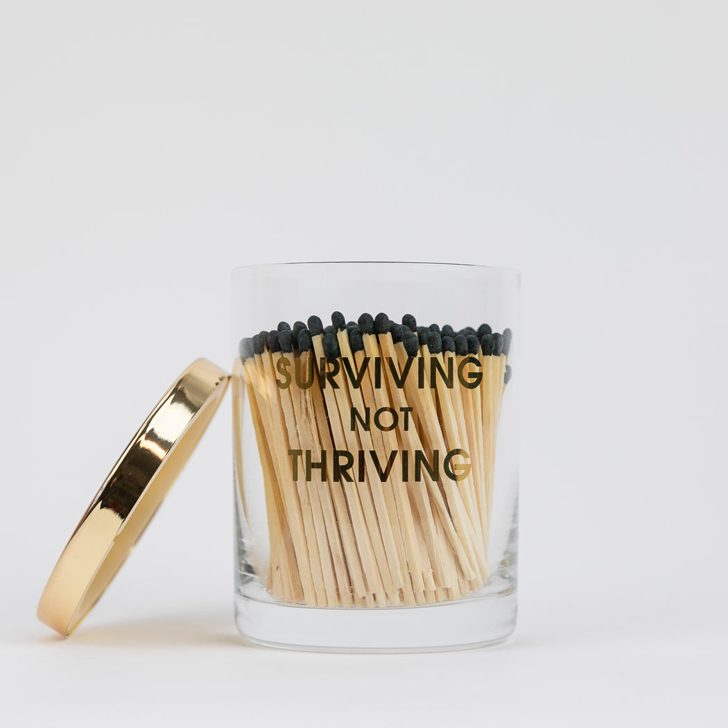 Limited Edition: Surviving Not Thriving Match + Rocks Glass Duo