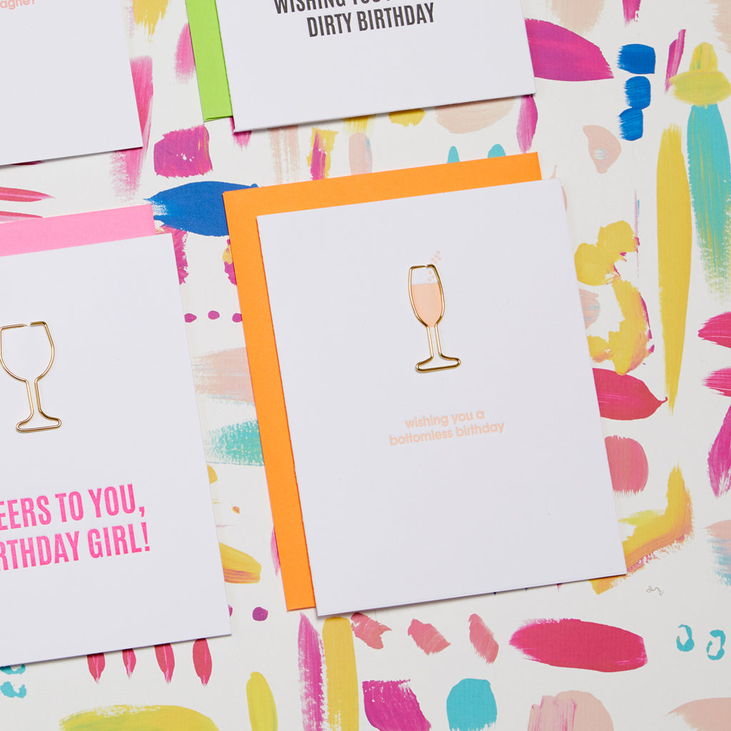 Wishing You a Bottomless Birthday - Paper Clip Letterpress Card