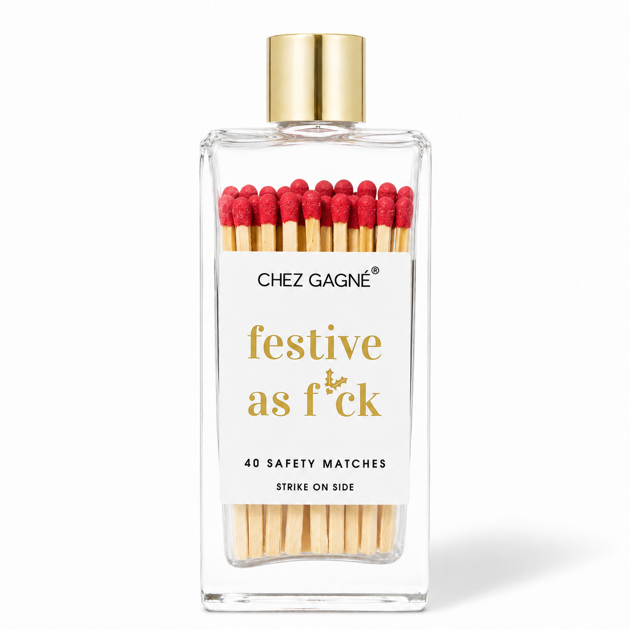 Festive As F*ck Holly - Glass Bottle Safety Matches - Christmas/Holiday