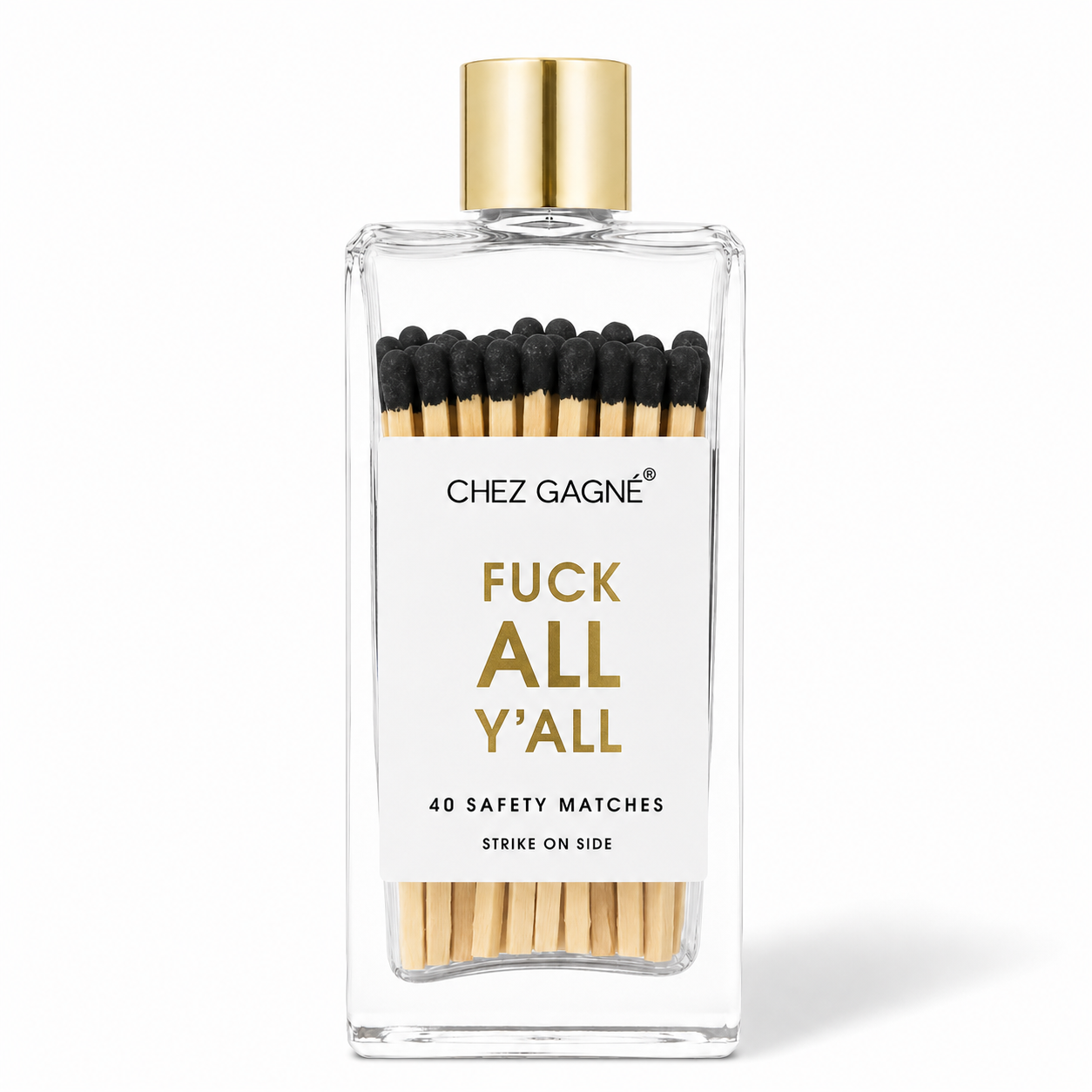 Fuck All Y'all - Glass Bottle Safety Matches - Black