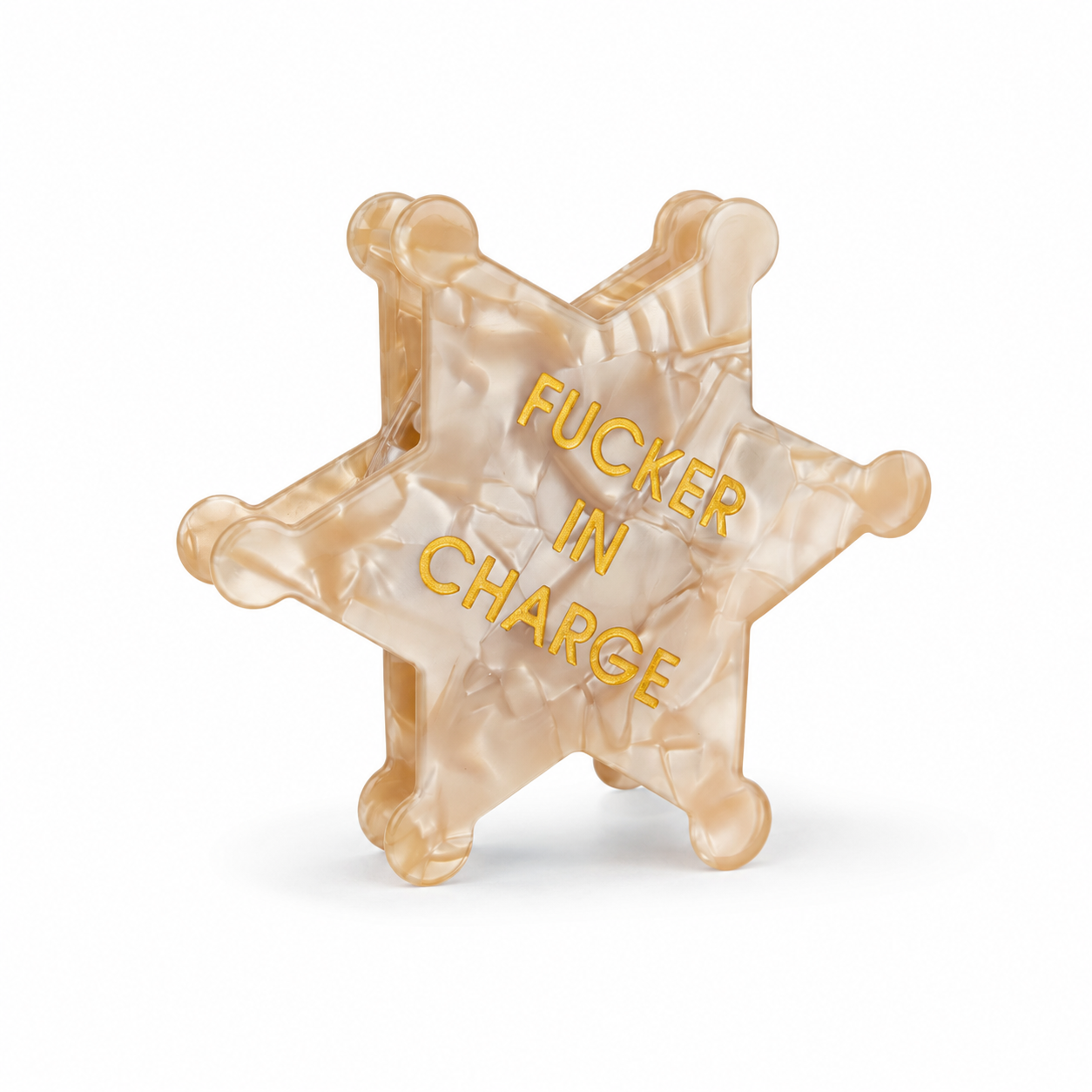 Fucker in Charge - Sheriff's Badge - Acetate Hair Claw Clip