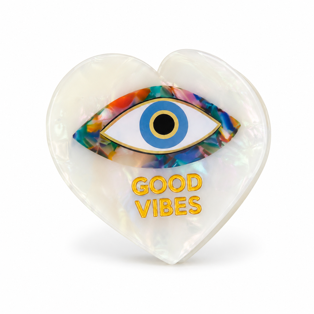 Good Vibes - Evil Eye Heart - Acetate Hair Claw Clip