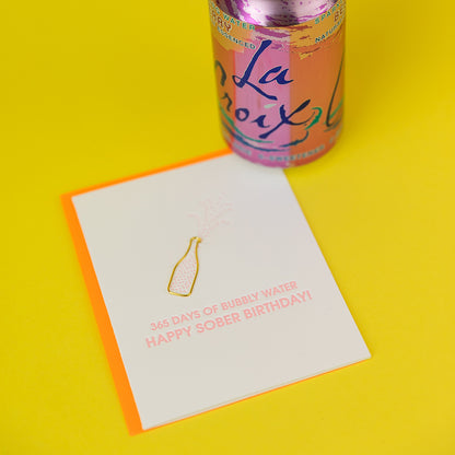 Happy Sober Birthday - Paper Clip Letterpress Card