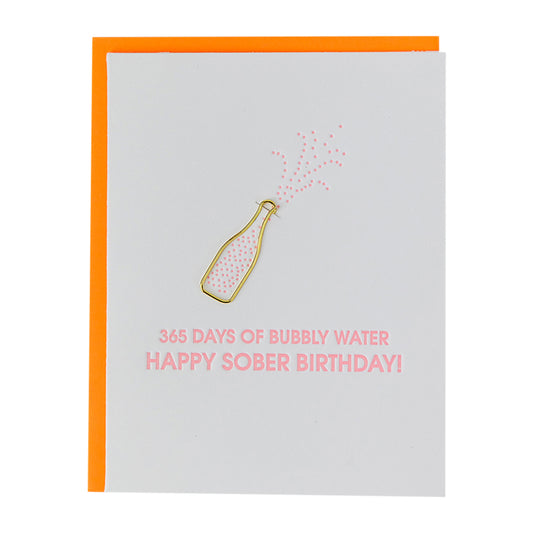 Happy Sober Birthday - Paper Clip Letterpress Card