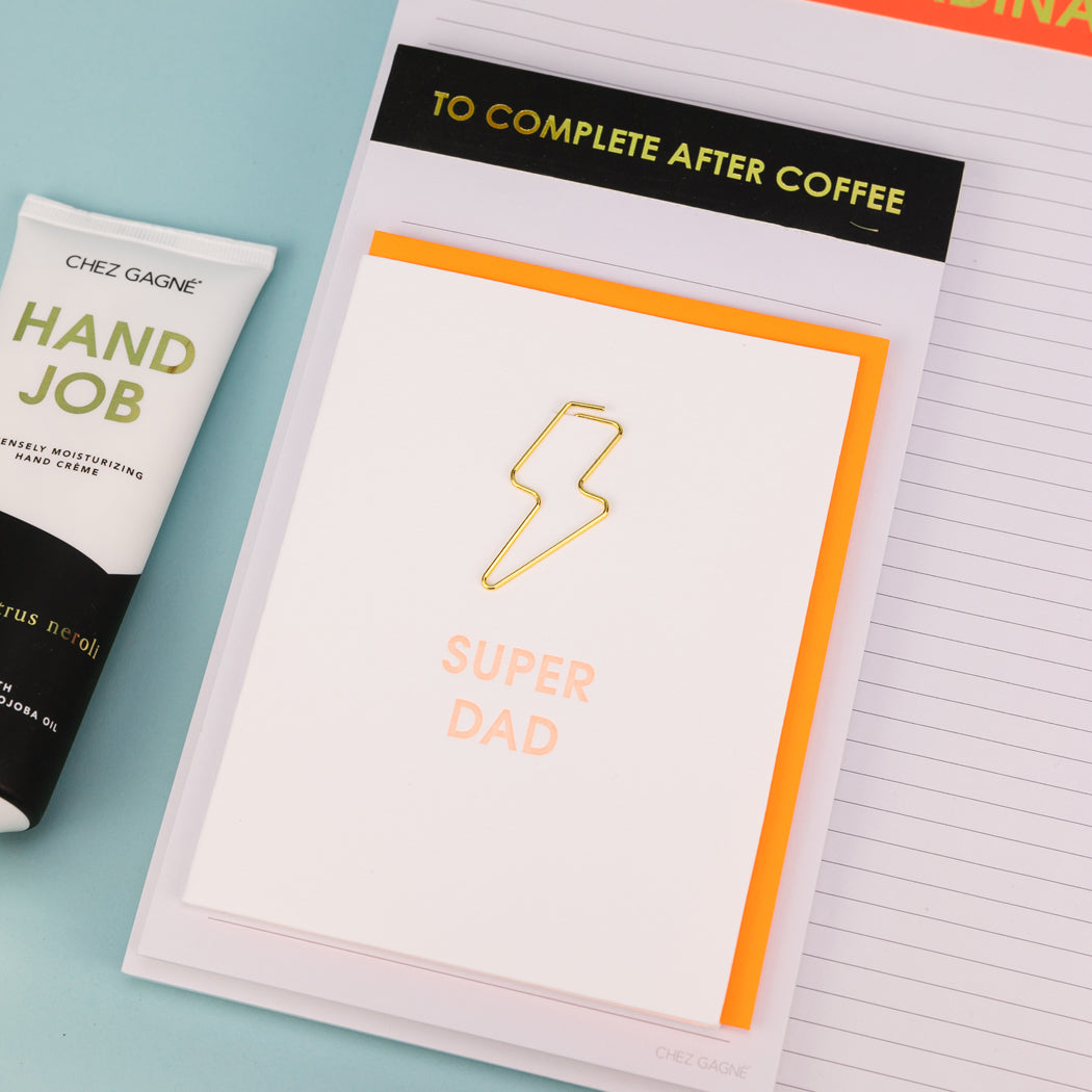Super Dad - Lightning Bolt Paper Clip Letterpress Card