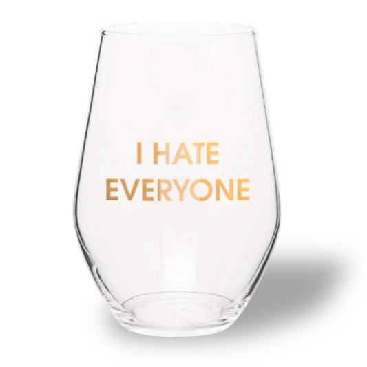 I Hate Everyone - Gold Foil Stemless Wine Glass