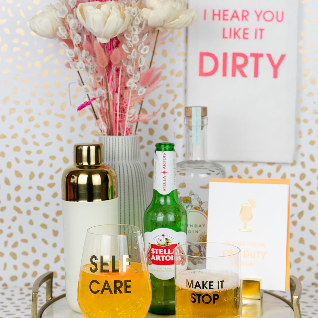 Self Care - Gold Foil Stemless Wine Glass