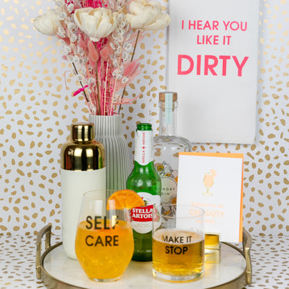 Self Care - Gold Foil Stemless Wine Glass