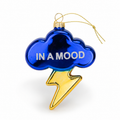In A Mood - Cloud with Lightning Bolt - Glass Holiday Ornament