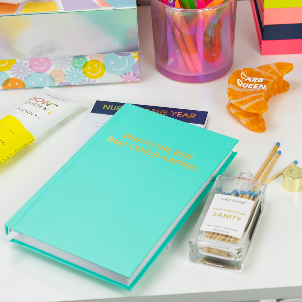 What's The Best That Could Happen - Aqua Hardcover Journal