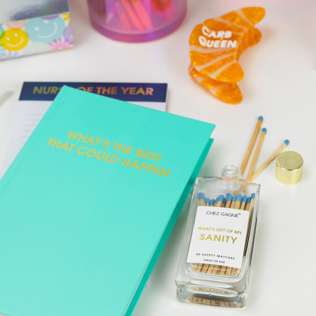 What's The Best That Could Happen - Aqua Hardcover Journal