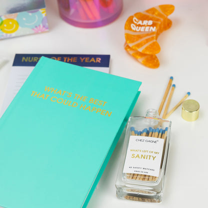 What's The Best That Could Happen - Aqua Hardcover Journal