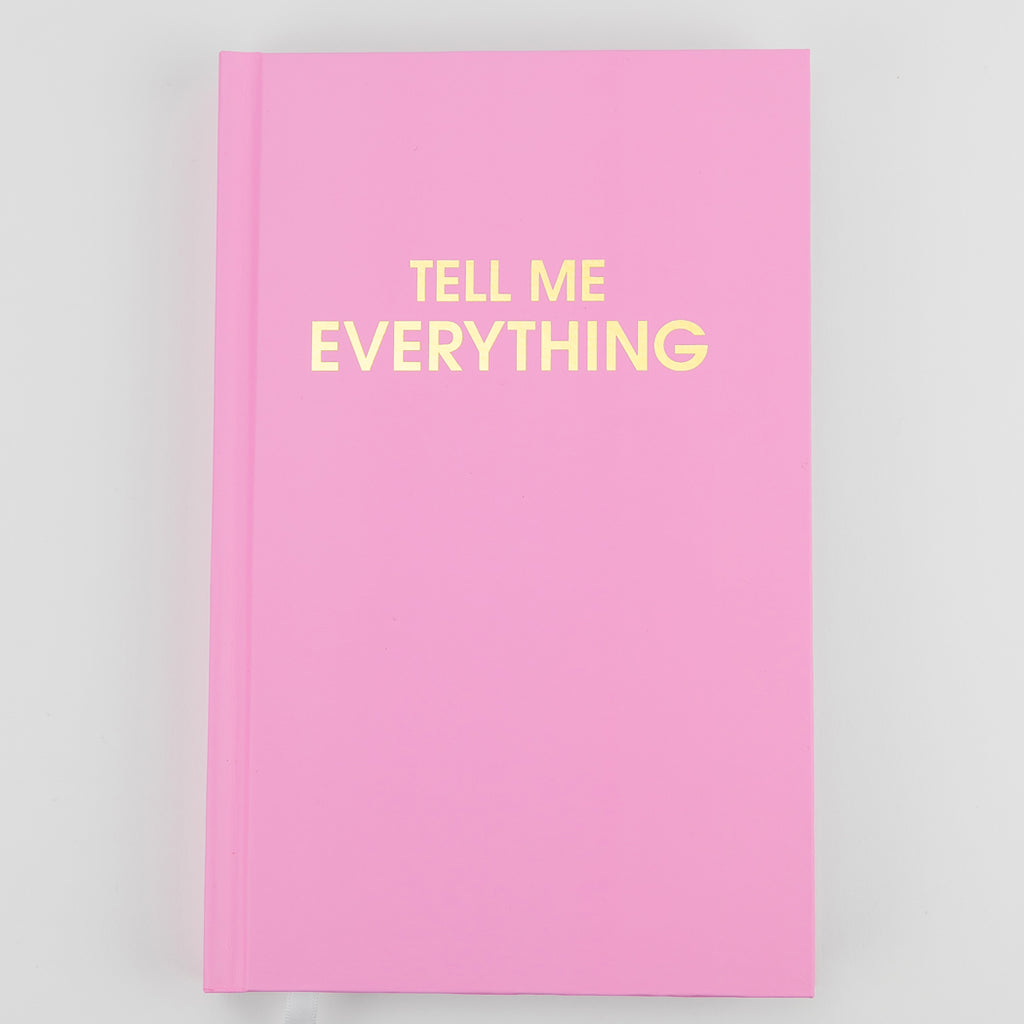 Tell Me Everything - Hardcover Daily Journal - Neon Peony