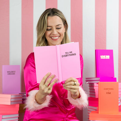 Tell Me Everything - Hardcover Daily Journal - Neon Peony