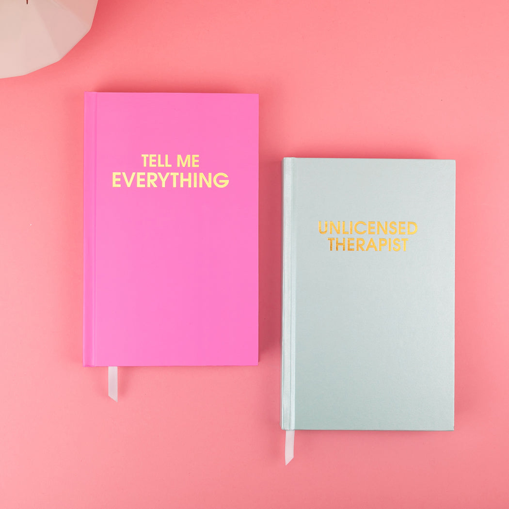 Tell Me Everything - Hardcover Daily Journal - Neon Peony