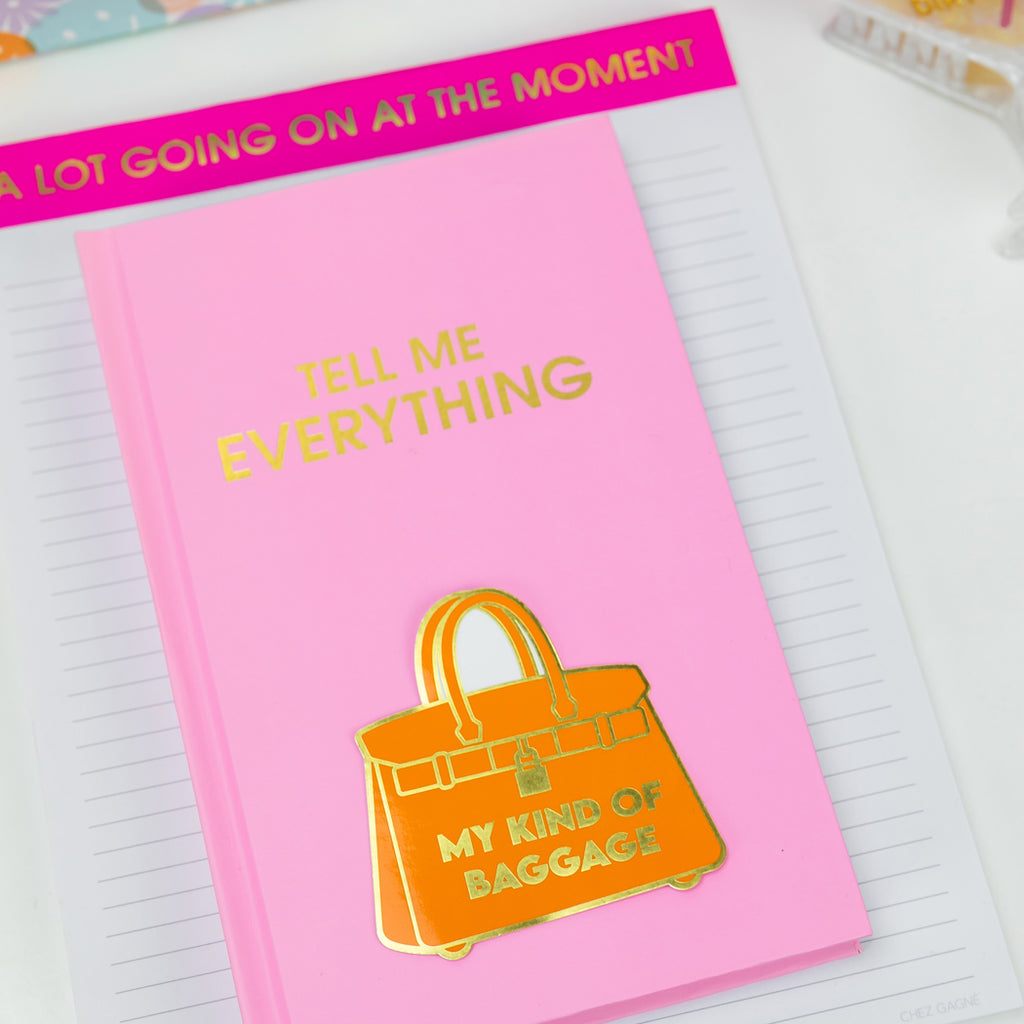 Tell Me Everything - Hardcover Daily Journal - Neon Peony