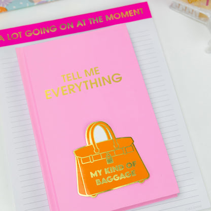 Tell Me Everything - Hardcover Daily Journal - Neon Peony