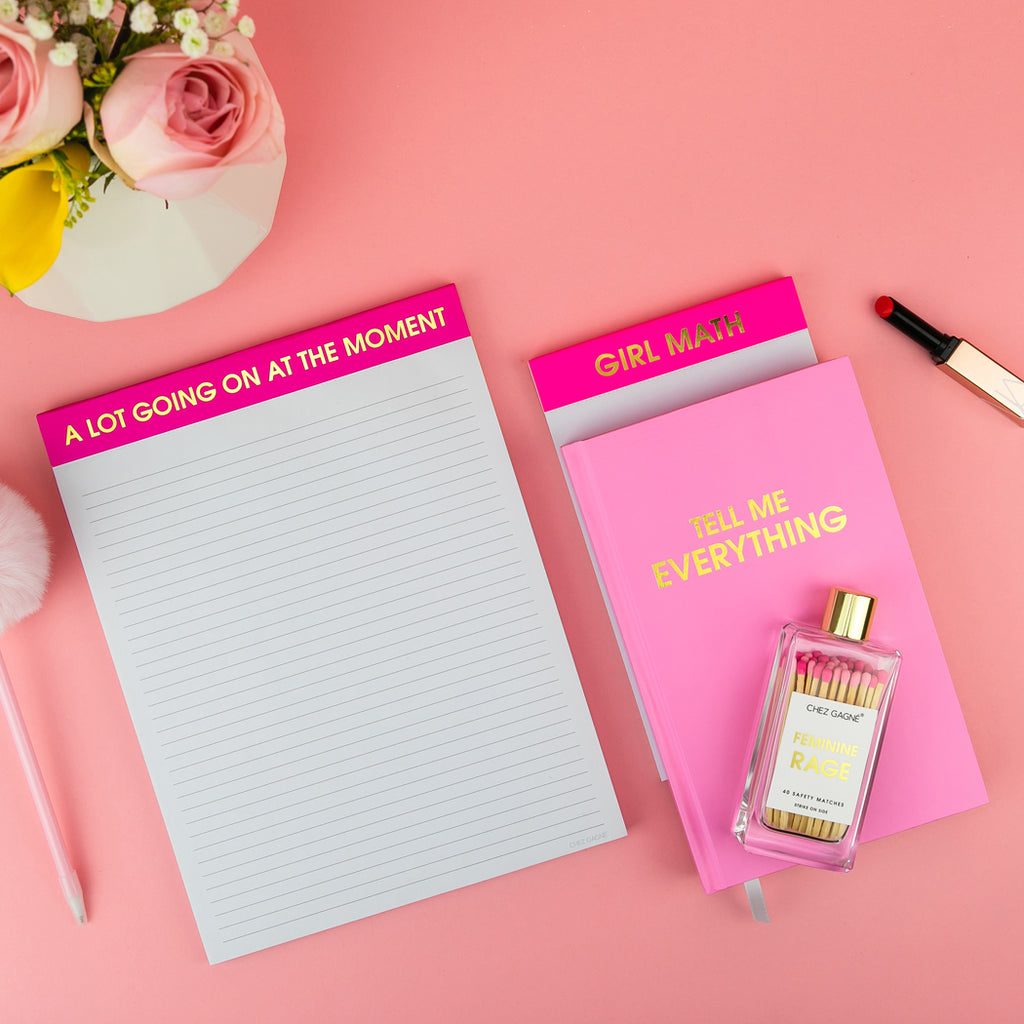 Tell Me Everything - Hardcover Daily Journal - Neon Peony