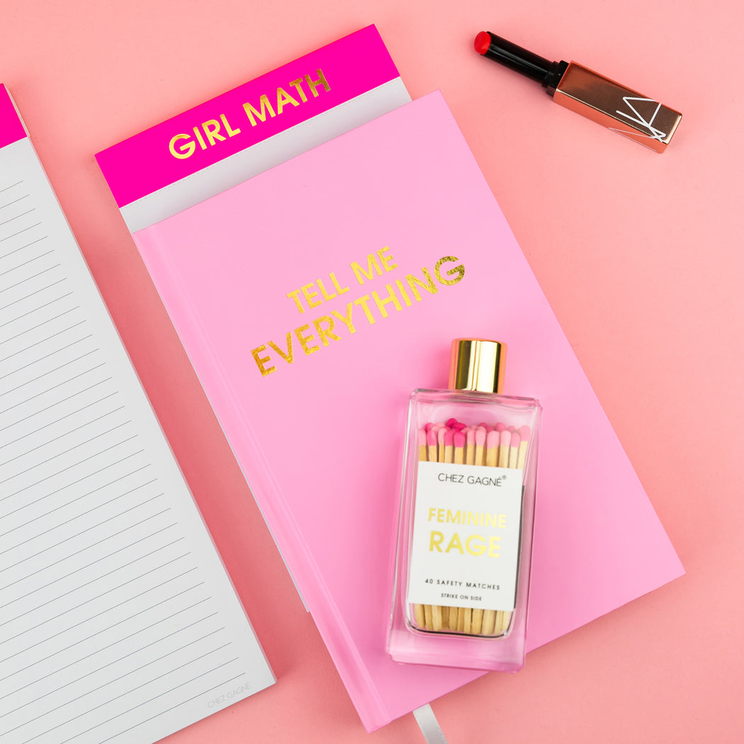 Tell Me Everything - Hardcover Daily Journal - Neon Peony