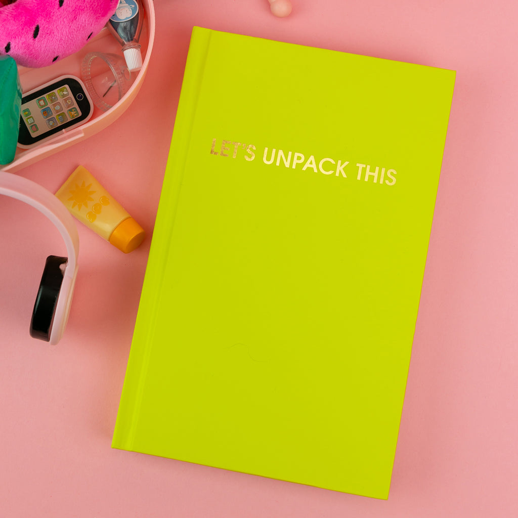 Let's Unpack This - Hardcover Daily Journal - Neon Lemon Lime