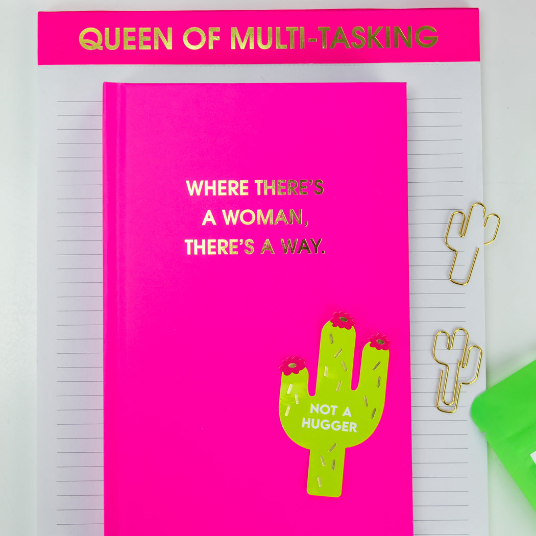 Where There's A Woman There's A Way - Neon Pink Hardcover Journal