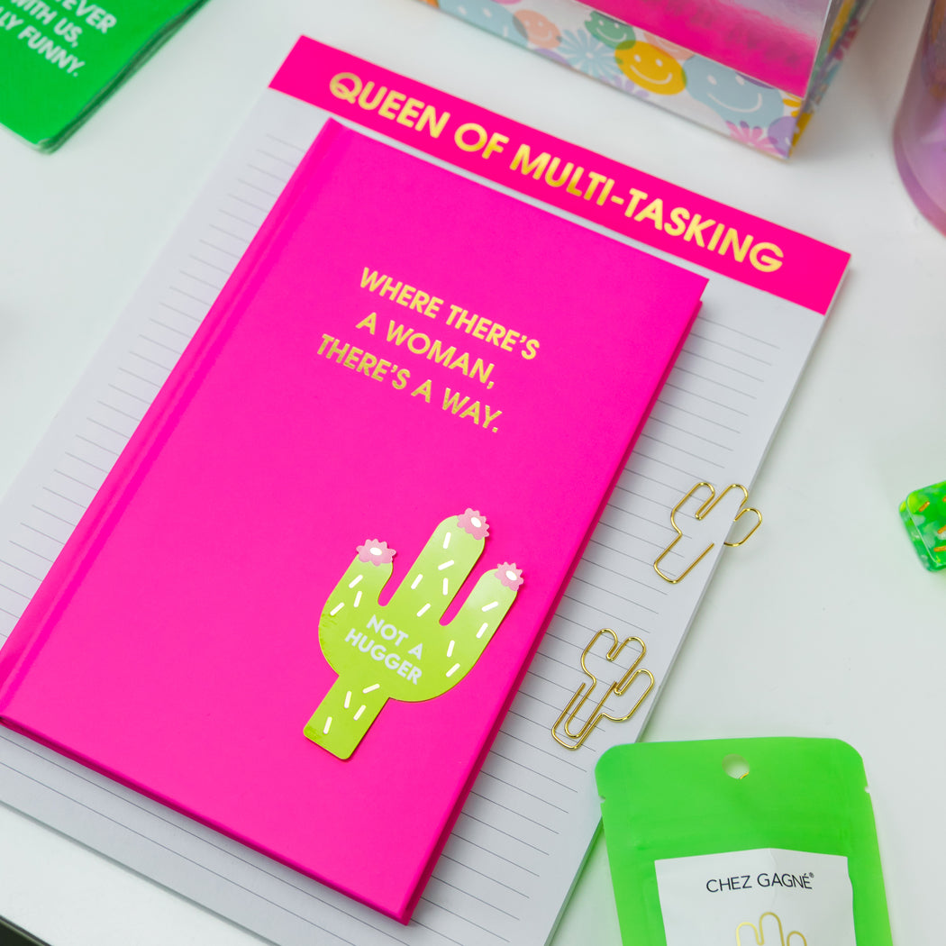 Where There's A Woman There's A Way - Neon Pink Hardcover Journal
