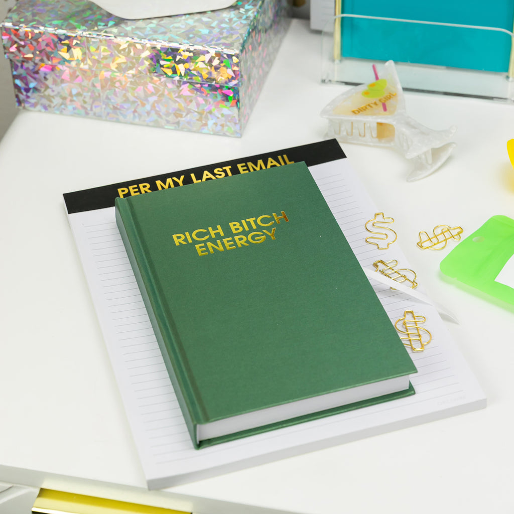 Rich Bitch Energy - Hardcover Daily Journal - Hystar Emerald