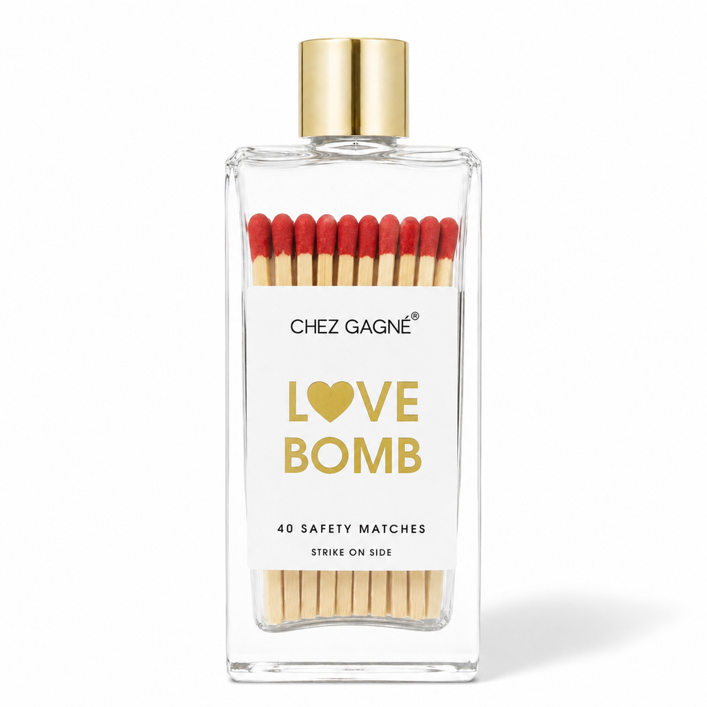 Love Bomb - Glass Bottle Safety Matches - Red Tips