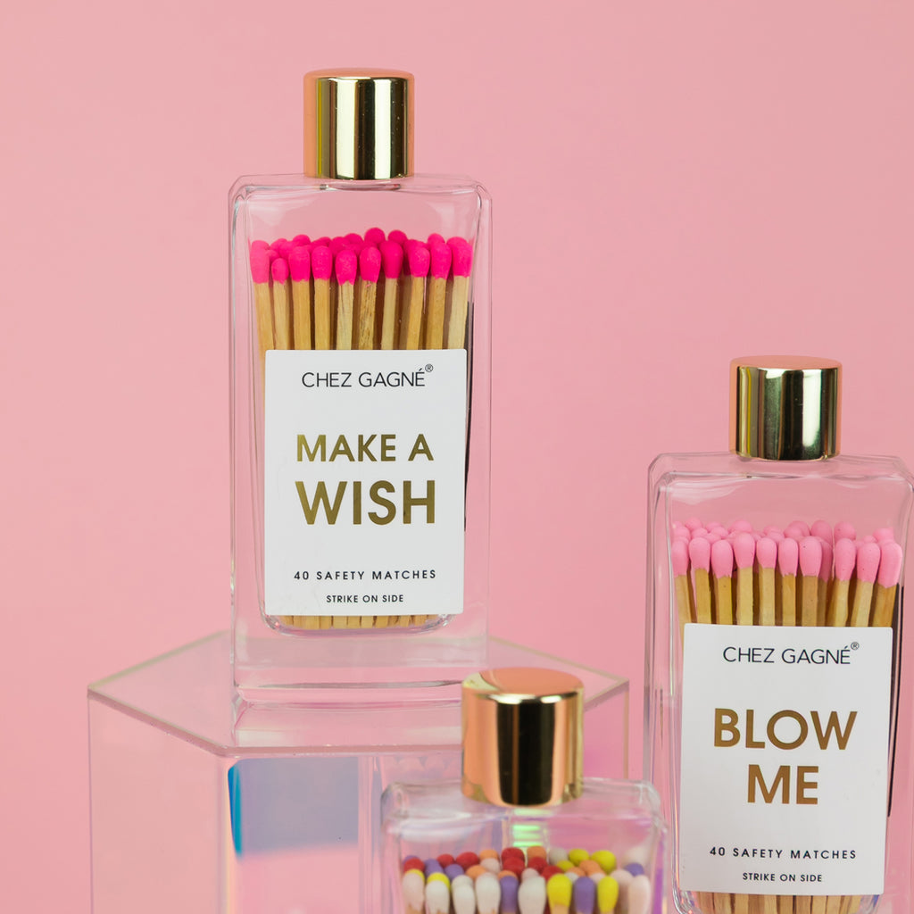 Make A Wish - Glass Bottle Safety Matches - Birthday