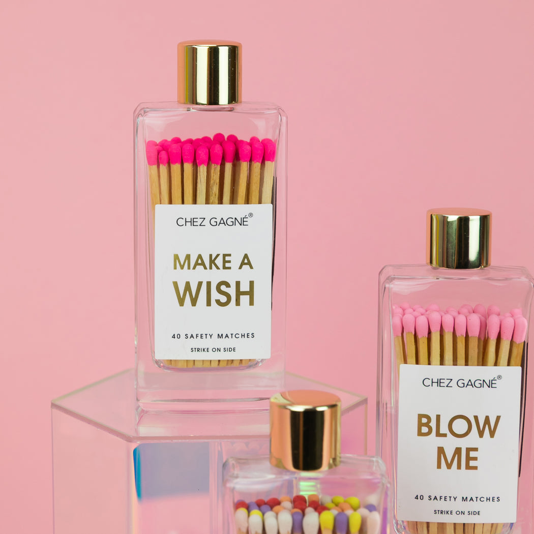 Make A Wish - Glass Bottle Safety Matches - Birthday