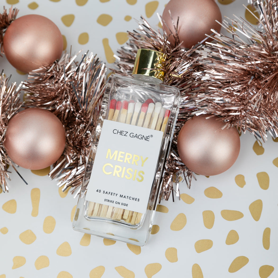 Merry Crisis - Glass Bottle Safety Matches - Holiday/Christmas