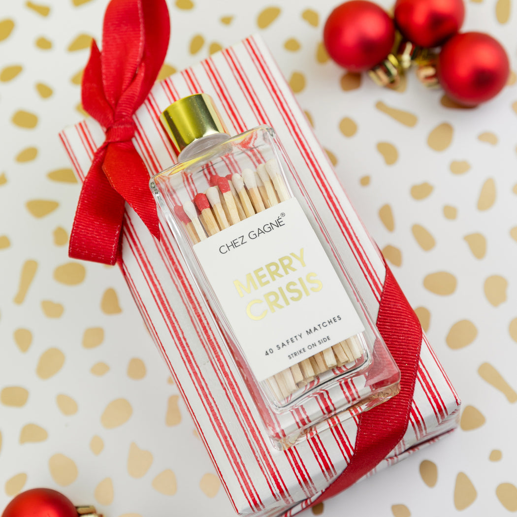 Merry Crisis - Glass Bottle Safety Matches - Holiday/Christmas