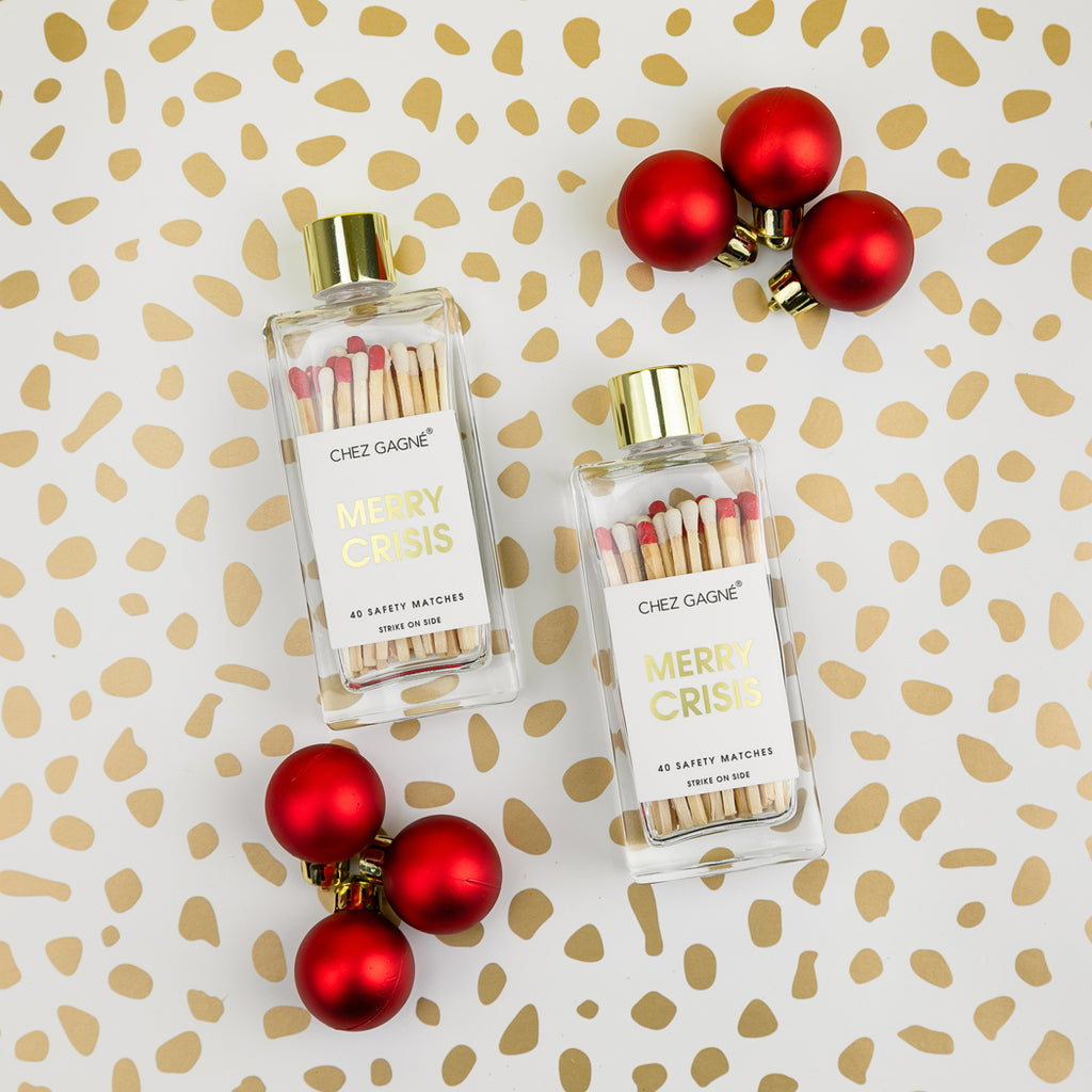 Merry Crisis - Glass Bottle Safety Matches - Holiday/Christmas