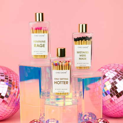 Feminine Rage - Glass Bottle Matches - Pink Multi