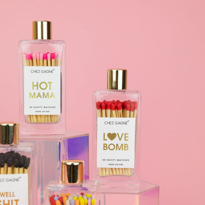 Love Bomb - Glass Bottle Safety Matches - Red Tips