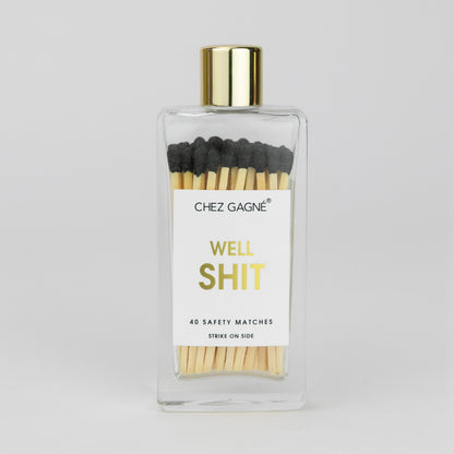 Well, Shit - Glass Bottle Safety Matches - Black Tips