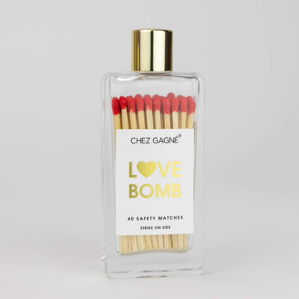 Love Bomb - Glass Bottle Safety Matches - Red Tips