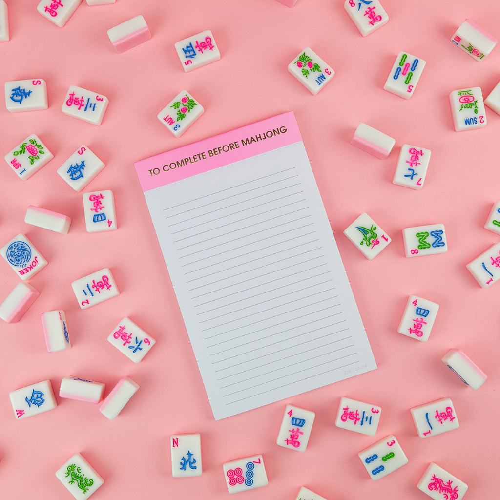 To Complete Before Mahjong - Lined Notepad - Neon Peony