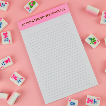 To Complete Before Mahjong - Lined Notepad - Neon Peony