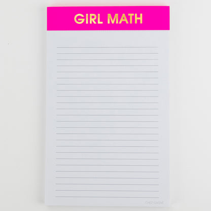 Girl Math - Lined Notepad - Bright Pink