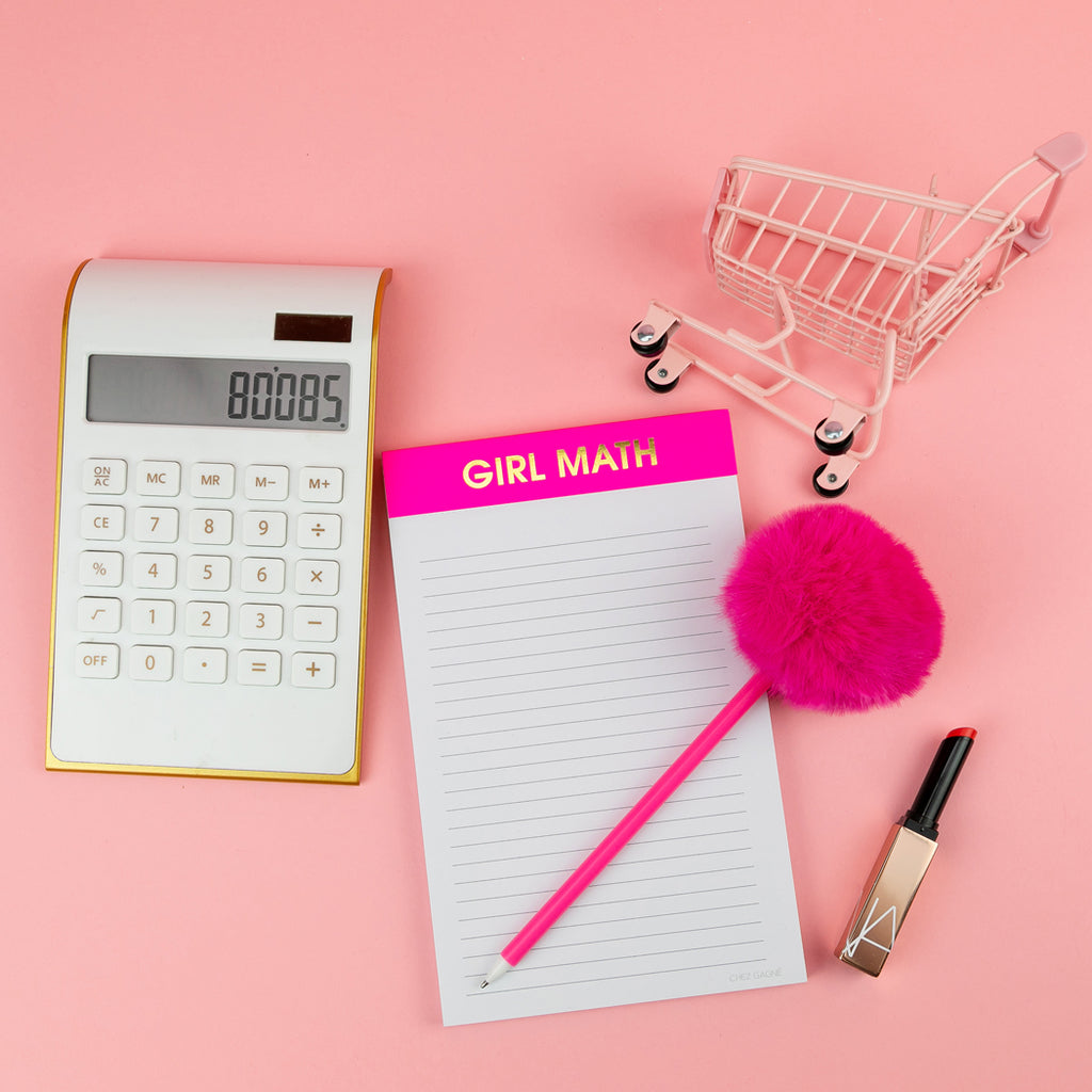 Girl Math - Lined Notepad - Bright Pink