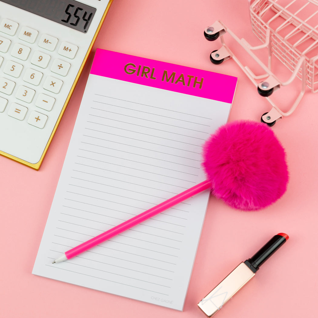Girl Math - Lined Notepad - Bright Pink