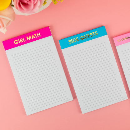 Girl Math - Lined Notepad - Bright Pink
